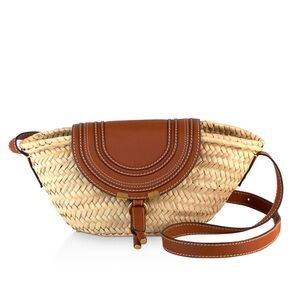 Chloé Marcie Small Raffia Crossbody Basket Bag.